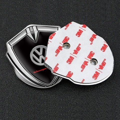 VW Emblem Abzeichen Silbertonfarbe mit Schwarz Fundaments und Logo Das Auto