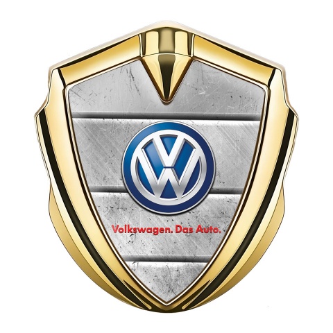VW Selbstklebendes Metallaufkleber Emblem Goldtonfarbe mit Grau Steinblocke Stil