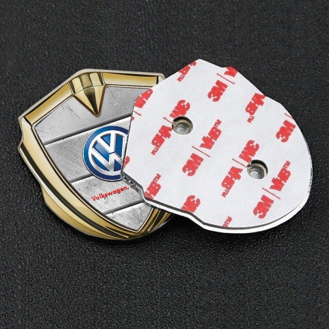 VW Selbstklebendes Metallaufkleber Emblem Goldtonfarbe mit Grau Steinblocke Stil