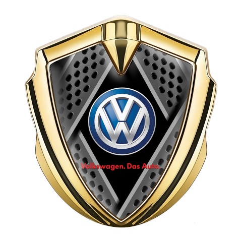 VW Emblem Logo Schriftzug Aufkleber mit Goldtonfarbe und Klassisch Logo