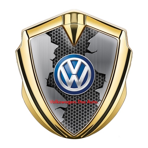 VW Emblem Abzeichen selbstklebend Goldtonfarbe mit Zerrissene Basis Stil