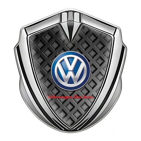 VW Emblem Auto Zeichen Silbertonfarbe mit 3D Waffeleffekt und Klassisch Das Auto Logo