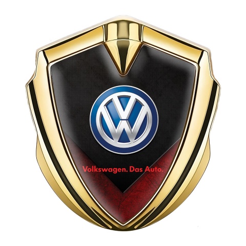 VW Emblem Aufkleber Autozubehor Goldtonfarbe mit Schwarz Rot V formig Stil