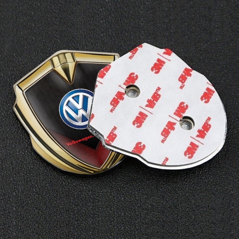 VW Emblem Aufkleber Autozubehor Goldtonfarbe mit Schwarz Rot V formig Stil