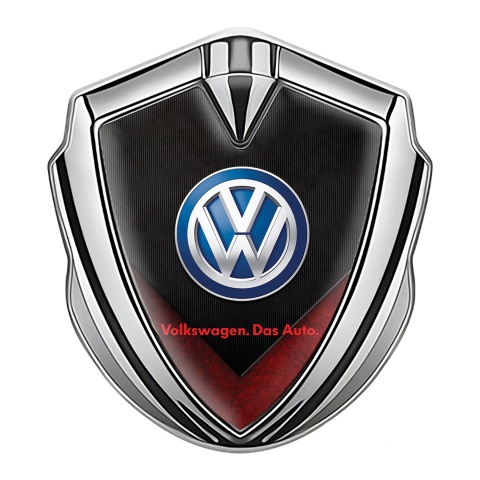 VW Emblem Aufkleber Autozubehor Silbertonfarbe mit Schwarz Rot V formig Stil