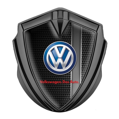 VW Emblem Logo Schriftzug Aufkleber Graphit Tonfarbe mit Kohlenstoff Basis mit Vertikaler grauer Balken