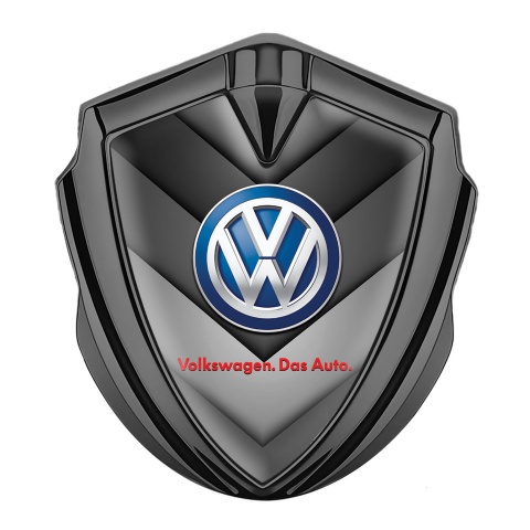 VW Abzeichen selbstklebend Graphit Tonfarbe mit Graue Pfeile Design Basis und Klassisch Logo