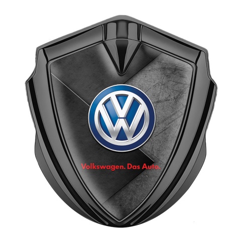 VW Emblem Auto Zeichen Graphit Tonfarbe mit Zerkratzte Oberflache Basis und Blau Logo