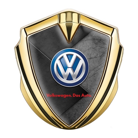 VW Emblem Auto Zeichen Goldtonfarbe mit Zerkratzte Oberflache Basis und Blau Logo