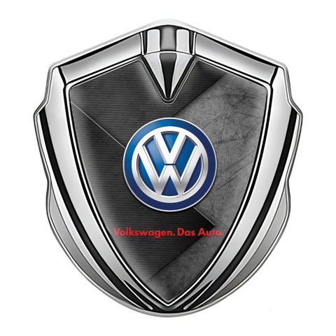 VW Emblem Auto Zeichen Silbertonfarbe mit Zerkratzte Oberflache Basis und Blau Logo