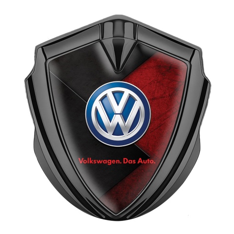 VW Emblem Aufkleber Autozubehor Graphit Tonfarbe mit Roter zerkratzter Stein Variante