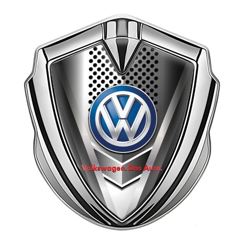 VW Selbstklebendes Metallaufkleber Emblem Silbertonfarbe mit Stahlgitter Variante