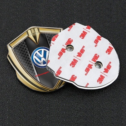 VW Seitenflugel Emblem Aufkleber Goldtonfarbe mit Schwarze Quadrate basis Version und Das Auto Logo