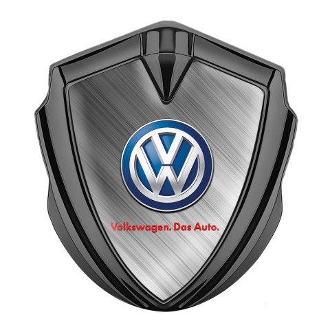 VW Emblem Abzeichen Graphit Tonfarbe mit Gebursteter Stahl Basis und Klassisch Logo