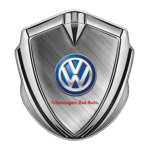 VW Emblem Abzeichen Silbertonfarbe mit Gebursteter Stahl Basis und Klassisch Logo