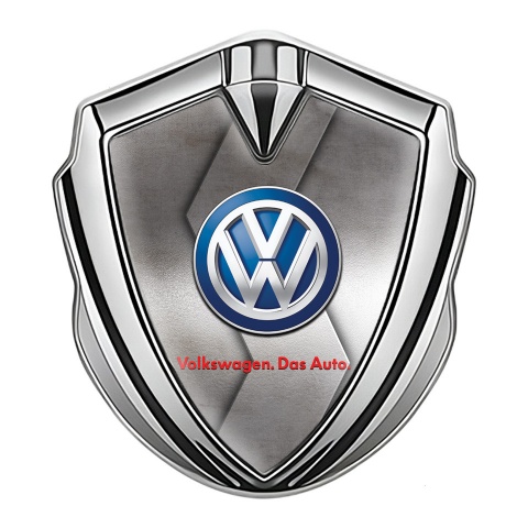 VW Emblem Abzeichen selbstklebend Silbertonfarbe mit Stahlblech schneiden Design