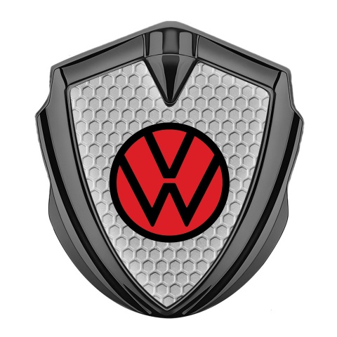 VW Seitenflugel Emblem Aufkleber Graphit Tonfarbe mit Wabeneffekt Basis und Rot Logo