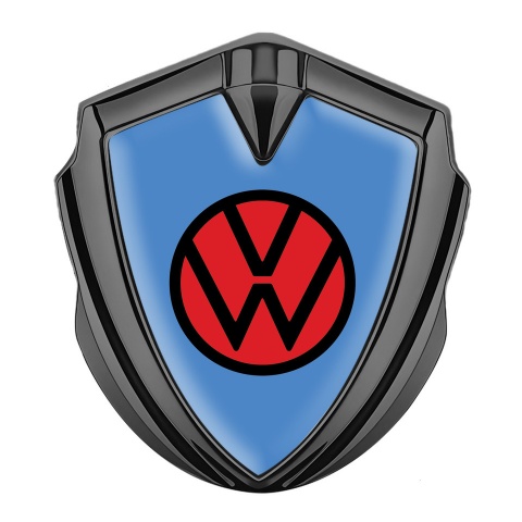 VW Emblem Abzeichen selbstklebend Graphit Tonfarbe mit Blau Fundaments und Rot Logo