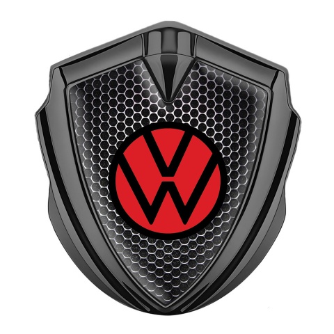 VW Emblem Auto Zeichen Graphit Tonfarbe mit Perforierter Stahl Basis Design
