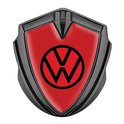 VW Selbstklebendes Metallaufkleber Emblem Graphit Tonfarbe mit Rot Fundaments
