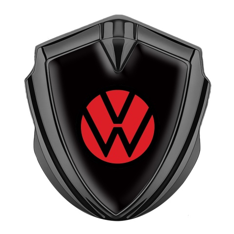 VW Seitenflugel Emblem Aufkleber Graphit Tonfarbe mit Schwarz Basis und Rot Logo