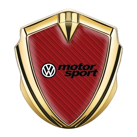 VW Emblem Abzeichen Goldtonfarbe mit Rote Carbon Motorsport Logo Design