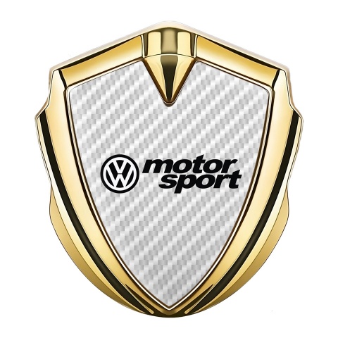 VW Abzeichen selbstklebend Goldtonfarbe mit Weiss Kohlenstoff Motor Sport Logo design