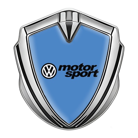 VW Emblem Auto Zeichen Silbertonfarbe mit Blau Basis und Motor Sport Logo