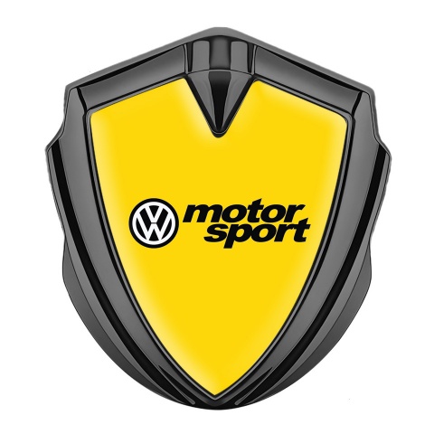 VW Selbstklebendes Metallaufkleber Emblem mit gelb Basis und Motor Sport Logo