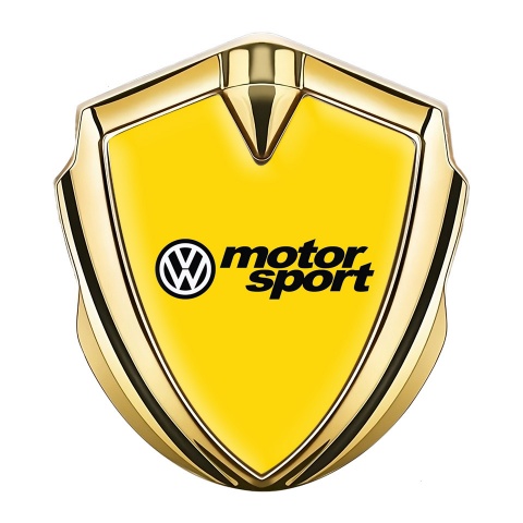 VW Selbstklebendes Metallaufkleber Emblem Goldtonfarbe mit gelb Basis und Motor Sport Logo