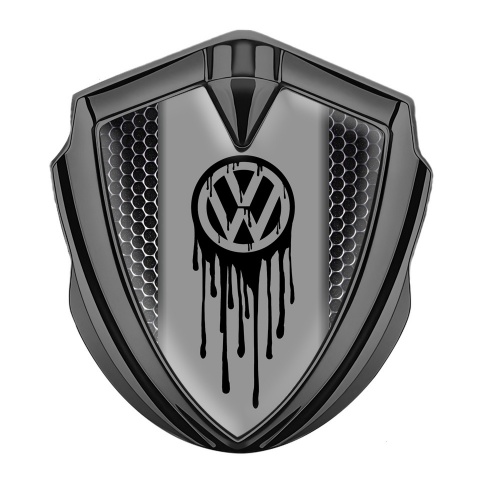 VW Selbstklebendes Metallaufkleber Emblem Graphit Tonfarbe mit Perforierter Stahl Basis Tropfende Farbe Logo Design