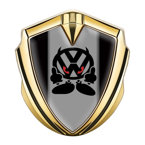 VW Emblem Abzeichen selbstklebend Goldtonfarbe mit Teufel logo Stil