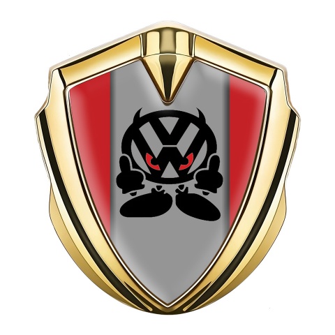 VW Emblem Aufkleber Autozubehor Goldtonfarbe mit Rot Basis und Teufel logo
