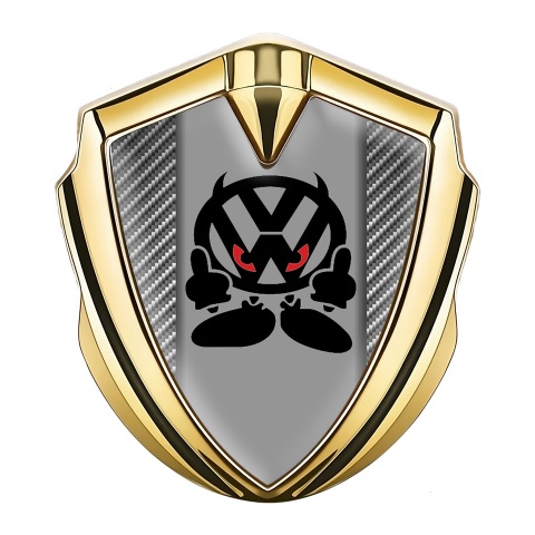 VW Selbstklebendes Metallaufkleber Emblem Goldtonfarbe mit Kohlenstoff Basis und Teufel logo