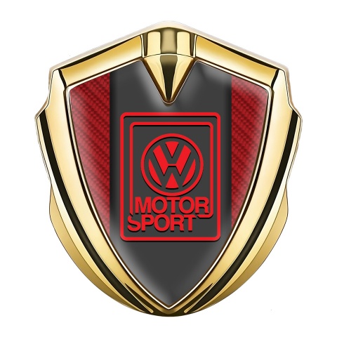 VW Emblem Aufkleber Autozubehor Goldtonfarbe mit Rote Carbon und Rot Motor Sport Logo