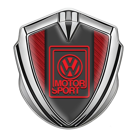 VW Emblem Aufkleber Autozubehor Silbertonfarbe mit Rote Carbon und Rot Motor Sport Logo