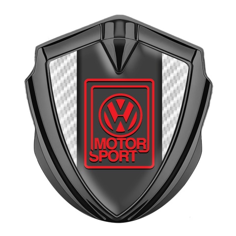 VW Selbstklebendes Metallaufkleber Emblem Graphit Tonfarbe mit Weiss Carbon Und Rote Motor Sport Logo Stil