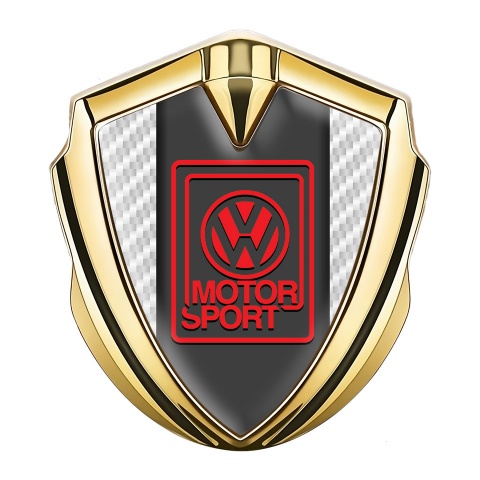 VW Selbstklebendes Metallaufkleber Emblem Goldtonfarbe mit Weiss Carbon Und Rote Motor Sport Logo Stil