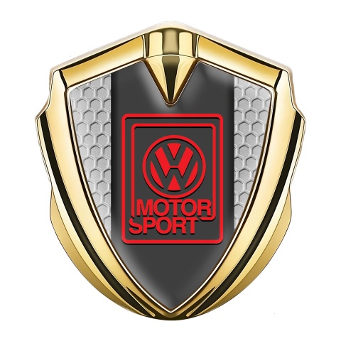 VW Emblem Logo Schriftzug Aufkleber mit Goldtonfarbe und Bienenwabe Design Motor Sport Logo
