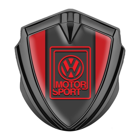 VW Emblem Abzeichen selbstklebend Graphit Tonfarbe mit Rot Hintergrund und Rot Logo Stil