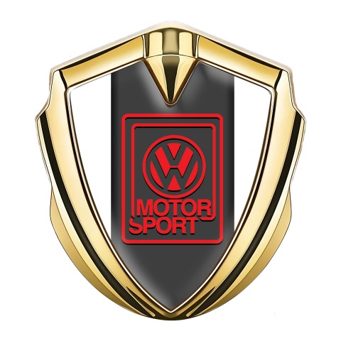 VW Emblem Auto Zeichen Goldtonfarbe mit Weiss Basis und Rote Motor Sport Logo