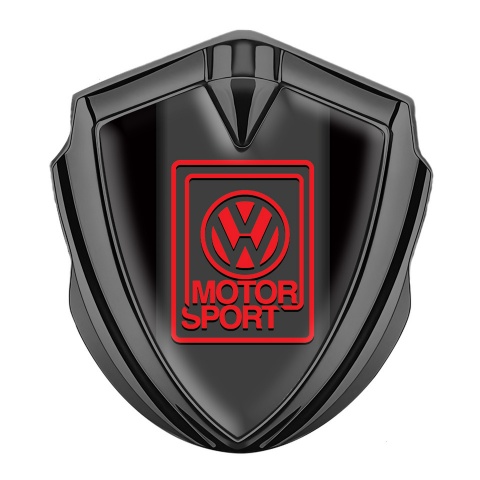 VW Emblem Aufkleber Autozubehor Graphit Tonfarbe mit Schwarz Hintergrund und Rot Motor Sport Logo