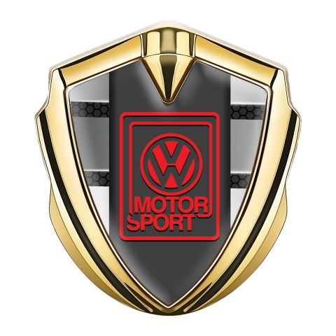 VW Seitenflugel Emblem Aufkleber Goldtonfarbe mit Horizontale graue Panels Basis und Motor Sport Logo
