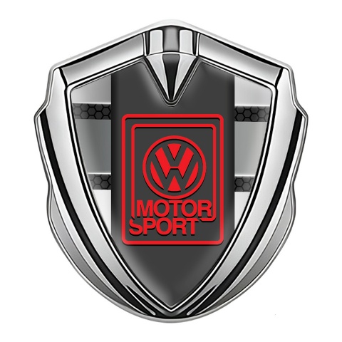 VW Seitenflugel Emblem Aufkleber Silbertonfarbe mit Horizontale graue Panels Basis und Motor Sport Logo