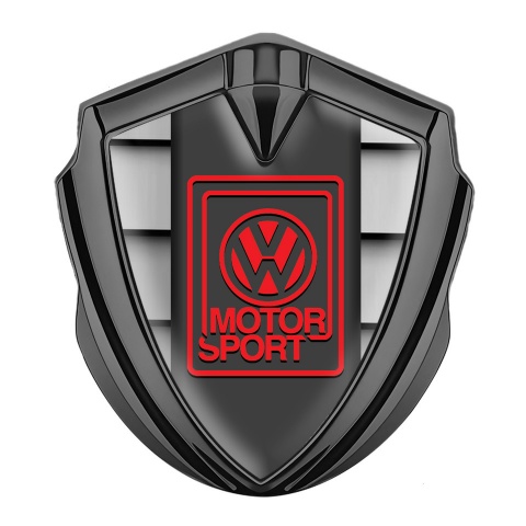 VW Abzeichen selbstklebend Graphit Tonfarbe mit Blindeffekt Basis und rot Motor Sport Logo Stil