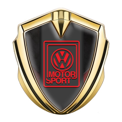 VW Selbstklebendes Metallaufkleber Emblem Goldtonfarbe mit Schwarz Rot Fundaments Auflage