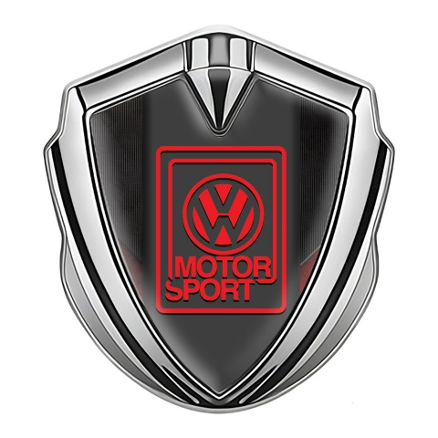 VW Selbstklebendes Metallaufkleber Emblem Silbertonfarbe mit Schwarz Rot Fundaments Auflage