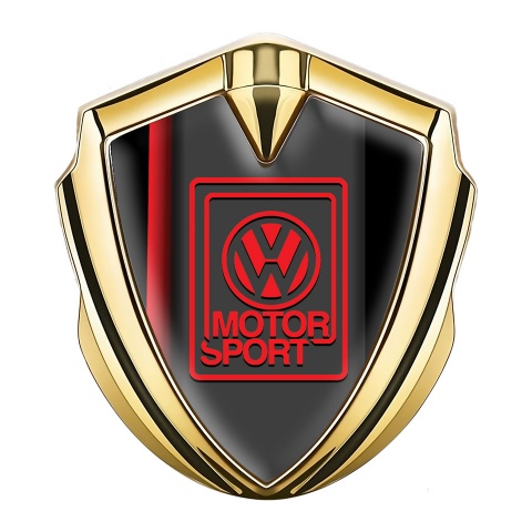 VW Seitenflugel Emblem Aufkleber Goldtonfarbe mit Rotes Band Fundaments Stil und Motor Sport Logo