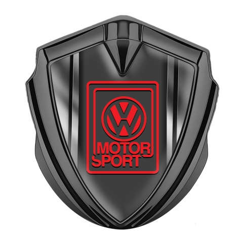 VW Emblem Abzeichen Graphit Tonfarbe mit Metallrahmen Fundaments Design und Motor Sport Logo