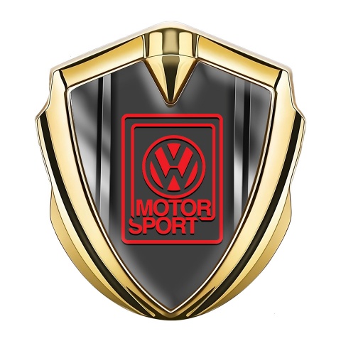 VW Emblem Abzeichen Goldtonfarbe mit Metallrahmen Fundaments Design und Motor Sport Logo